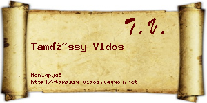 Tamássy Vidos névjegykártya